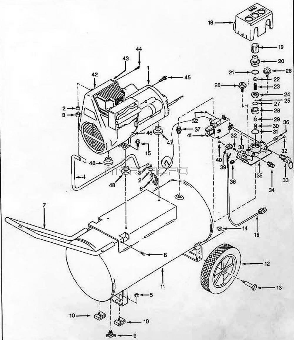 Wl600302, Wl600302aj Tank Parts Diagram and Parts List for WL600302  Campbell Hausfeld Compressor